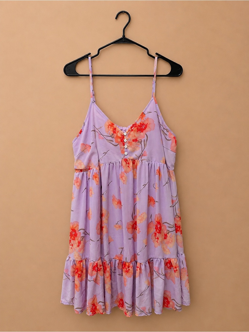 entro Lavender Floral Mini Dress with Adjustable Spaghetti Straps